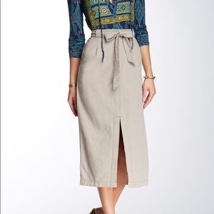 Free People Taupe Easy Breezy Linen Blend Skirt